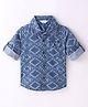 INFINITY Denim Cotton Full Sleeves Abstract Printed Shirt - Blue