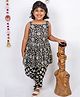 Vastrarth Cotton Sleeveless Floral Printed & Lace Embellished Kurta Dhoti Set - Black