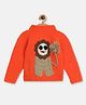 MayRa Knits Hand Knitted Full Sleeves Lion Crochet Designed Sweater - Orange