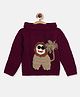 MayRa Knits Hand Knitted Full Sleeves Lion Crochet Designed Sweater - Maroon