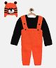 MayRa Knits Hand Knitted Full Sleeves Lion Crochet Designed Dungaree Set - Orange