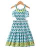 Lil' Drama Viscose Sleeveless Abstract Printed & Tassels Embellished Dress - Green