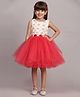 Toy Balloon Kids Net Sleeveless Polka Dots Glitter Printed & Floral Applique Detailed Dress - Coral