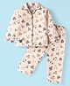 Enfance Core Cotton Woven Full Sleeves Dog Printed Coordinating Night Suit Set - Lemon Yellow