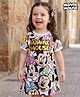 Babyhug Disney Single Jersey Knit Raglan Sleeve Frock With Minnie Mouse & Foil Text Print - White