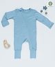 Cocoon Care Bamboo Cotton Knit Full Sleeves Footed Solid Baby Sleepsuit Set - Cerulean Blue