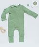 Cocoon Care Bamboo Cotton Knit Full Sleeves Footed Solid Baby Sleepsuit Set - Sage Green