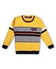 KNITCO Full Sleeves Striped Sunglass Patch Detailed Sweater - Yellow