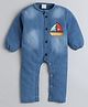 Polka Tots Denim Puff Sleeve Sheep Printed  Footsie Romper - Blue