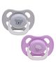 Adore Airo- The Symmetrical Pacifier that Glows in Dark with Sterilizer Case - Pack of 2( Grey+Purple)
