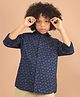 CRIMSOUNE CLUB 100% Cotton Floral Printed Shirt - Navy Blue