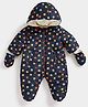 Mothercare Full Sleeves Polka Dots Printed Winter Wear Hooded Romper With Mittens - Multi Colour