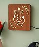 eCraftIndia Brown Lord Ganesha Carved Decorative Wooden Wall Lamp