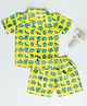KLINGARU Cotton Half Sleeves Elephant Printed Shirt With Coordinating Shorts Set - Yellow