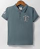 Ollypop Sinker Knit Half Sleeves Polo T-Shirt with Nautical Theme Print - Teal Blue