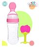 The Cheeky Kidzz Baby Fruit Shape Soft Sillicone Standing Teether With Squeeze Spoon Rice Cereal Bottle BPA Free (APPLE)