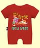 The Peppy Tend 100% Cotton New Year Theme Half Sleeves My First New Year Text Printed Romper - Red