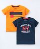 Dapper Dudes Pack Of 2 Half Sleeves Typography Printed Tees - Navy Blue & Mango