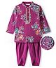 EARTHY TOUCH Single Jersey Knit Full Sleeves Kurta Dhoti Set with Floral Print - Purple