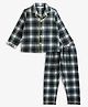 Campana 100% Cotton Woven Full Sleeves Plaid Checks Night Suit - Navy & White