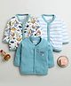 BUMZEE Cotton Pack Of 3 Full Sleeves Dinosaurs Printed & Striped Jhablas - Dusty Blue & White
