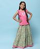 BIBA Cotton Sleeveless Floral Embroidered & Printed Top & Skirt Set - Multi Colour