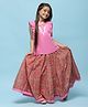 BIBA Cotton Sleeveless Floral Embroidered & Printed Top & Skirt Set - Pink