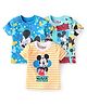 Babyhug Disney Single Jersey Knit Half Sleeves T-Shirts with Mickey & Friends Graphics Pack of 3 - Blue & Yellow