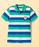 Pine Kids Cotton Knit Half Sleeves Polo T-Shirt with Stripes - Blue White & Light Green