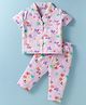 Little Darlings Sinker Knit Half Sleeves Night Suit with Floral Print - Pink