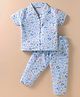 Little Darlings Sinker Knit Half Sleeves Night Suit with Floral Print - Lavender