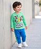 Babyhug Disney Single Jersey Knit Full Sleeves T-Shirt & Lounge Pant With Mickey Mouse Graphics - Light Green & Blue