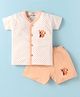 Little Darlings Interlock Knit Half Sleeves Shorts Night Suit with Polka Dots - Peach & White