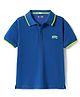 Kookie Kids Half Sleeves Pique Polo T-Shirt with Contrast Tipping & Embroidery - Blue