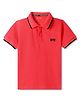 Kookie Kids Half Sleeves Pique Polo T-Shirt with Contrast Tipping & Embroidery - Red