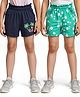 Honeyhap Premium 100% Cotton Knit Shorts With Floral & Tree Print & Bio Finish Pack of 2 - Mint & Black Beauty