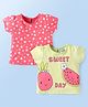 Doodle Poodle Single Jersey Knit Half Sleeves Tops With Heart & Tropical Theme Print Pack Of 2 - Pink Lemon Yellow