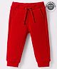 UCB Cotton Knit Fleece Full Length Solid Color Lounge Pants - Red