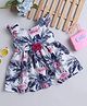 Many frocks & Frill Sleeves Flamingo Printed Bow Applique Detailed Dress - White