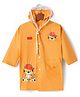 Babyhug Full Sleeves Below Knee Length Raincoat With Tiger Print - Orange