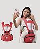 TINYBERG Cuddlehipsy Baby Carrier for 3-36 Months, 4-in-1 Ergonomic Hip Seat, Adjustable Straps, Soft Cushion, Large Storage & Phone Pocket, Up to 15kg - Sunset Red