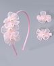 Babyhug Hair Clips & Hairband with Floral & Pearl Applique Accessories Combo Set - Light Pink