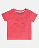 MINI KLUB Cotton Half Sleeves Bear Face Printed Tee - Red