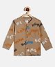 MINI KLUB Cotton Full Sleeves Typography Printed Shirt - Brown