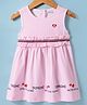 Doreme Single Jersey Knit Sleeveless Frock with Stripes & Frill Detailing - Pink