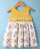 Tweetoons Woven Sleeveless Frock with Floral Print & Frill Detailing - Mustard & White