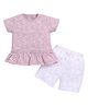 BABY GO Cotton Half Sleeves Abstract Printed Coordinating Top & Shorts Set - Mud