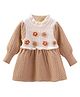 Little Surprise Box Cotton Full Sleeves Floral Designed Knitted Winter Wear Dress - Brown