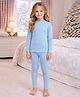 Little Surprise Box Cotton Full Sleeves Bear Patch Detailed Thermal Wear Set - Blue