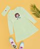 Pantaloons Junior Full Sleeves Girl Self Designed Dress With Headband - Mint